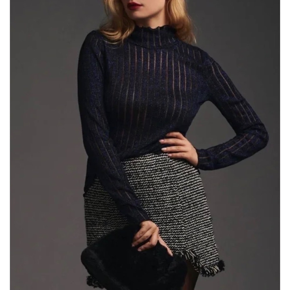| Anthropologie | Pilcro Semi Sheer Metallic Turtleneck